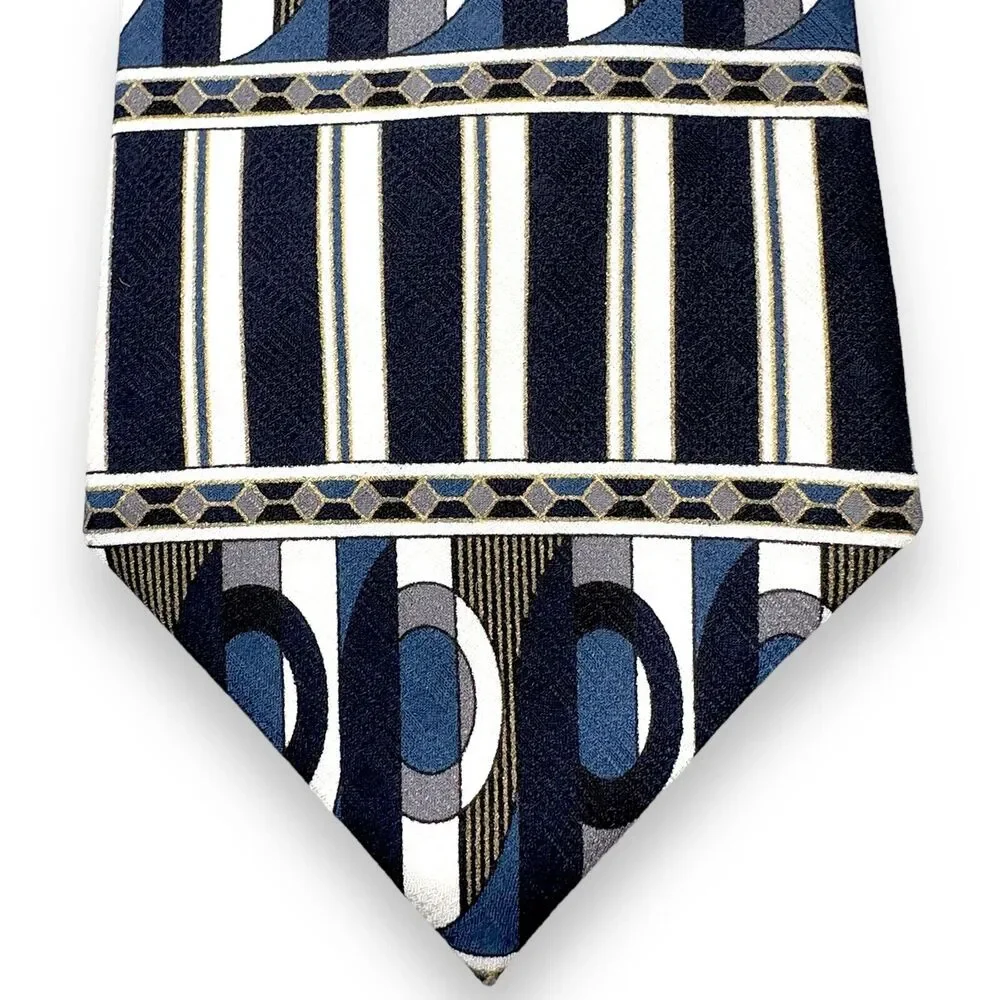 X'andrini Silk Dress Tie Made in USA‎ Multicolor Geometric Pattern 55
